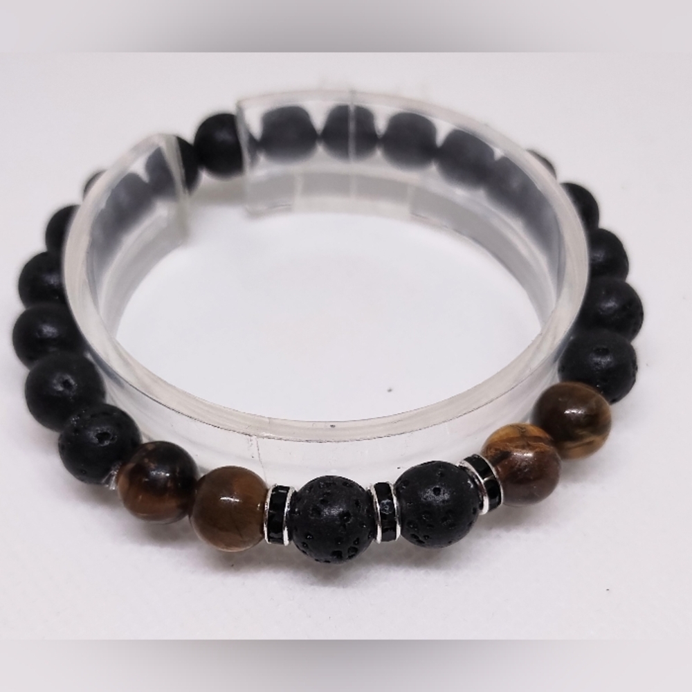 Tiger Eye Bracelet Men's Beaded Beadsā 8mm New f64